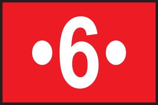 Wegzeichen/Zahlen mit Punkten/0054_white_dot6dot_bgred.png